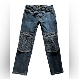 Competition Label Men's Straight Leg Blue Jeans with Quilted Knee Detail
